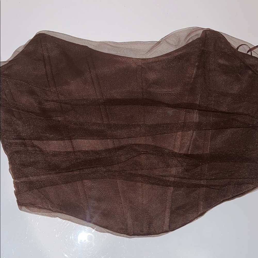 Zara Brown Corset Crop Top